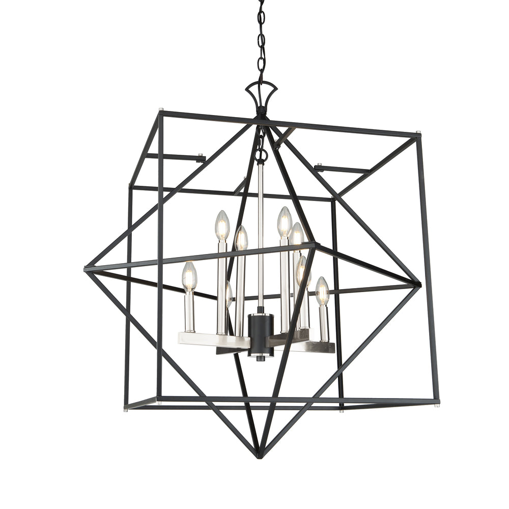 Roxton AC11208PN Chandelier in Matte Black & Polished Nickel