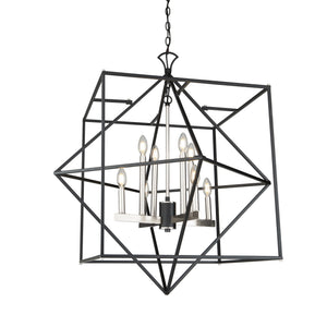 Roxton AC11208PN Chandelier in Matte Black & Polished Nickel