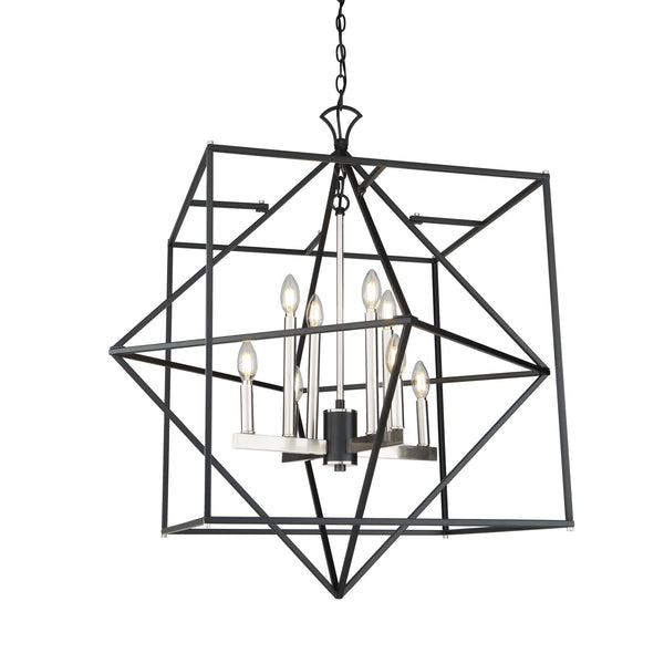 Roxton AC11208PN Chandelier in Matte Black & Polished Nickel