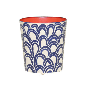 OVAL WASTEBASKET NAVY CREAM AND ORANGE