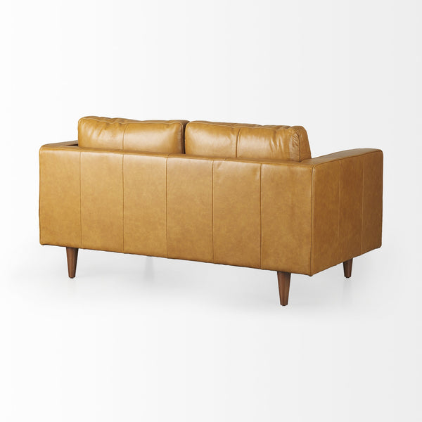 Svend 65.0L x 38.0W x 34.0H Tan Leather Love Seat Sofa