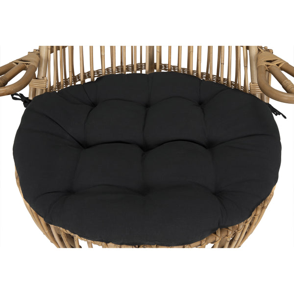 Clementine Rattan Chair with Black Cotton Cushion and Clear Coat Finish
