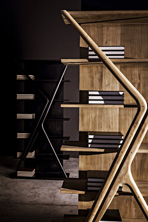 Vetra Teak and Veneer Bookcase in Hand-Rubbed Black