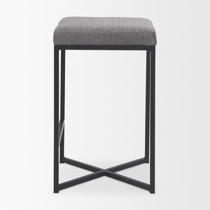 Frodo 16.5L x 16.5W x 26.4H Gray Fabric Seat W/Black Iron Frame Counter Stool