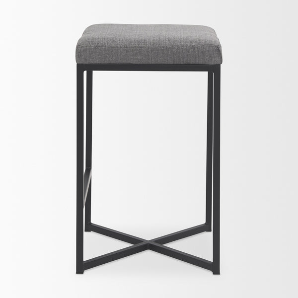 Frodo 16.5L x 16.5W x 26.4H Gray Fabric Seat W/Black Iron Frame Counter Stool
