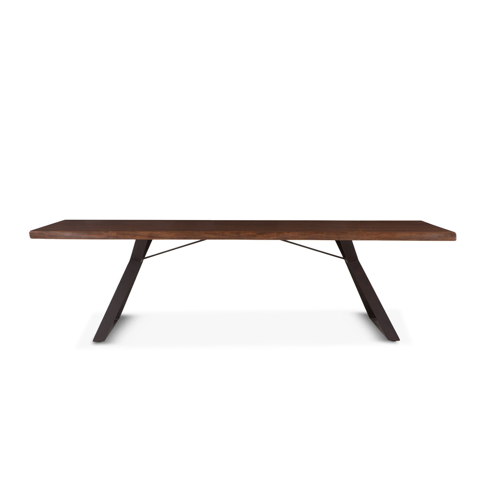 London Loft 106-Inch Acacia Wood Live Edge Dining Table in Walnut Finish
