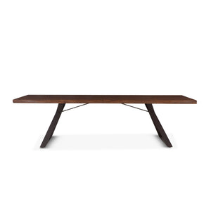 London Loft 106-Inch Acacia Wood Live Edge Dining Table in Walnut Finish