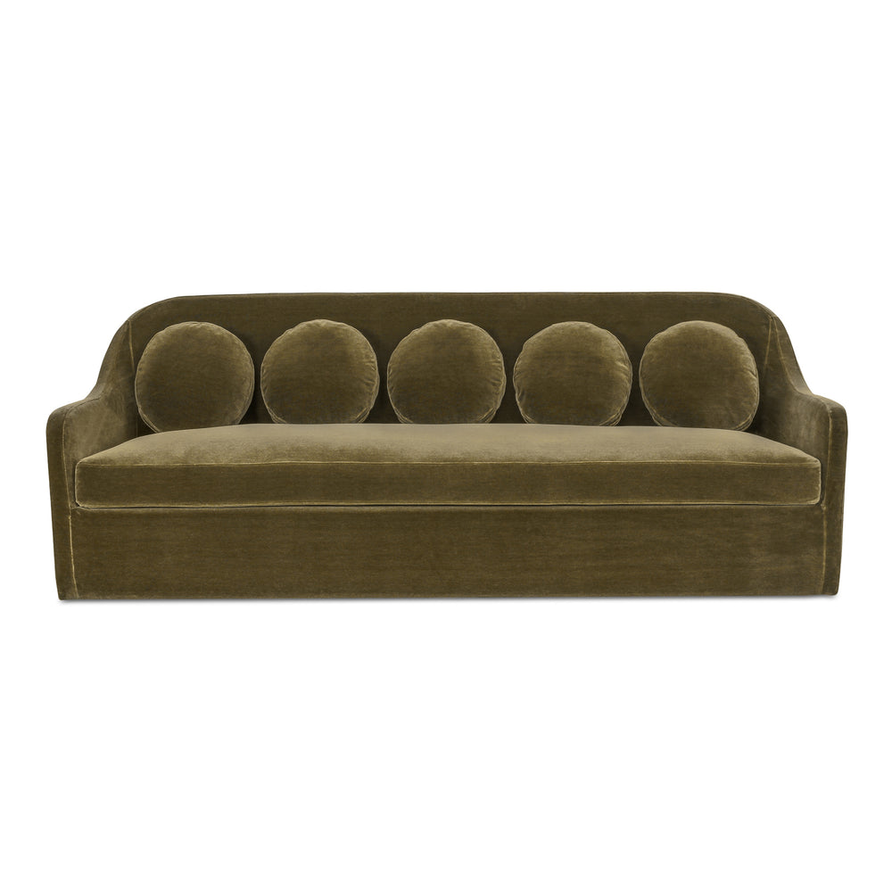 Moe's Rialto Sofa in Dark Green Faux Mohair