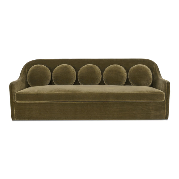 Moe's Rialto Sofa in Dark Green Faux Mohair