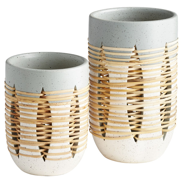 Small Cresent Vase in Grey and Ivory