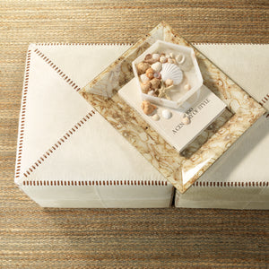 White Hair on Hide Ottoman, Large