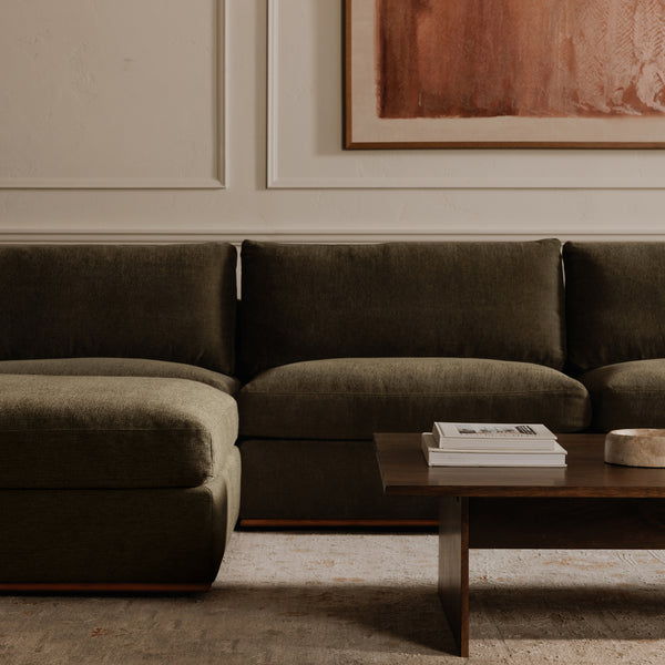 Moe's Rue Slipper Chair in Deep Green with Feather-Fill
