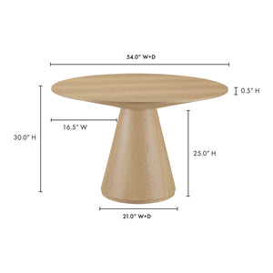 Moe's Otago Round 54" Dining Table in Natural Oak