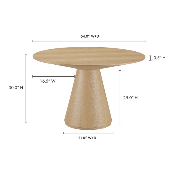 Moe's Otago Round 54" Dining Table in Natural Oak
