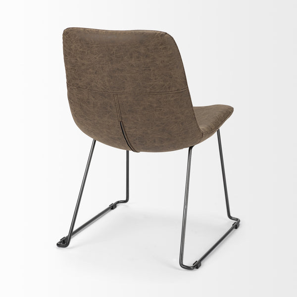 Sawyer I Brown Faux-Leather Seat BlackIron Frame Dining Chair