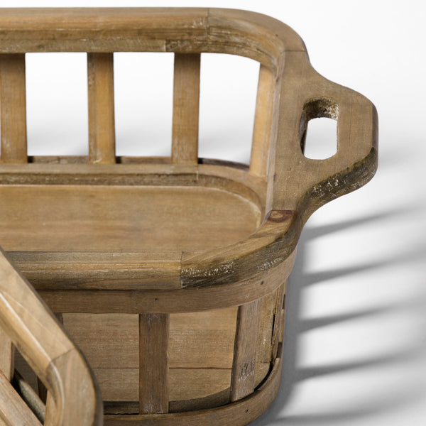 Louis Set of 2 Natural Wood Slated Nesting Trays