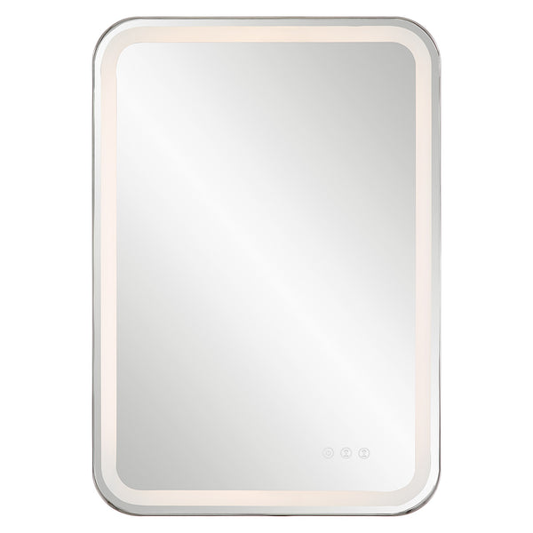 Crofton Lighted Nickel Vanity Mirror