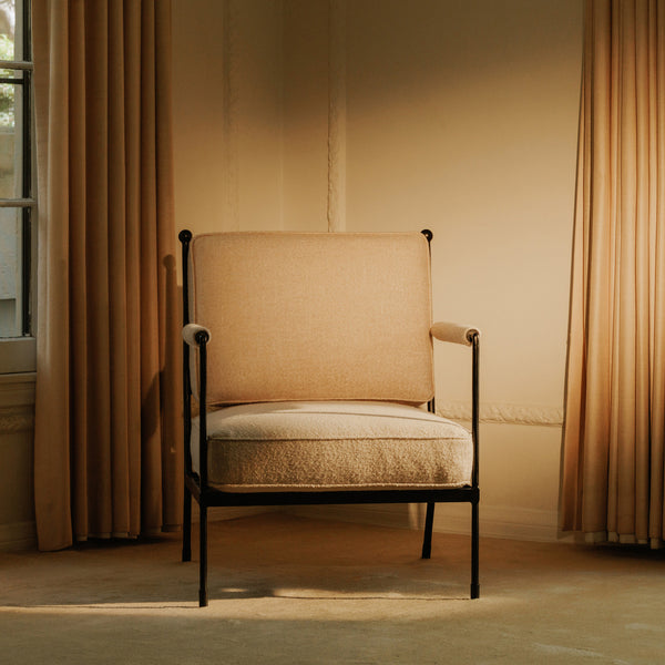 Vecchia Accent Chair Beige with Iron Frame