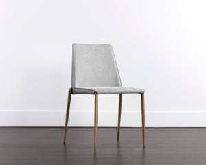 RENEE STACKABLE DINING CHAIR - ANTIQUE BRASS - BELFAST HEATHER GREY / BRAVO METAL