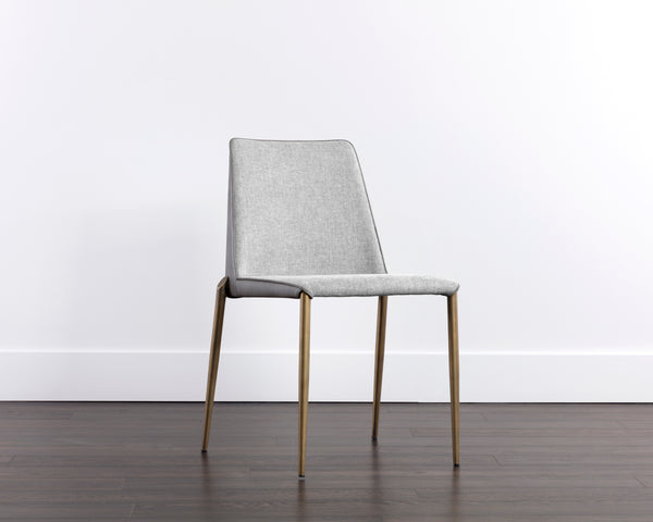 RENEE STACKABLE DINING CHAIR - ANTIQUE BRASS - BELFAST HEATHER GREY / BRAVO METAL