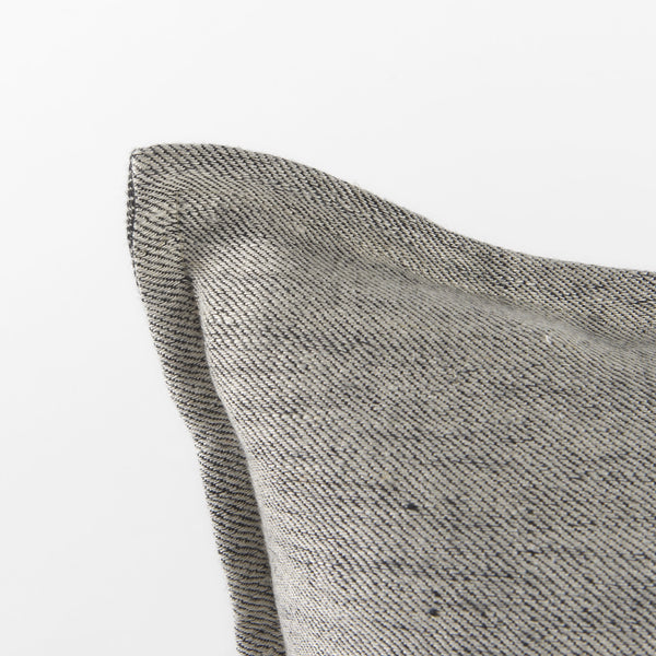 Zadie 14L x 26W Light Gray and Dark Gray Fabric Color Blocked Decorative Pillow Cover