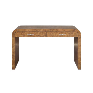 WATERFALL EDGE DESK IN DARK BURL WOOD