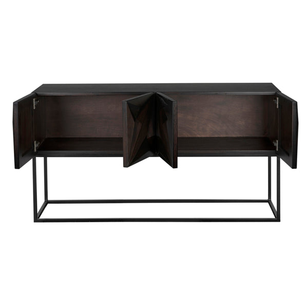 Zurich Console, Ebony Walnut with Iron
