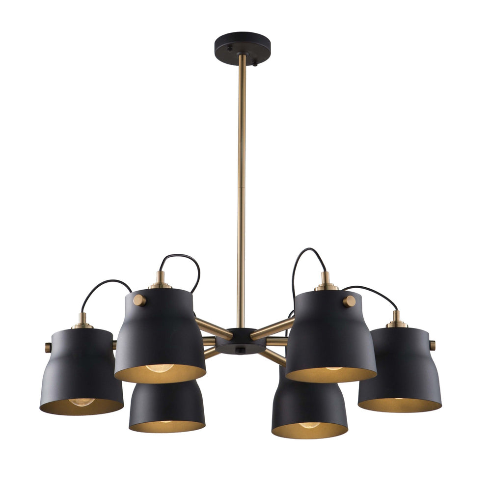 Euro Industrial AC11366VB Chandelier in Matte Black & Harvest Brass
