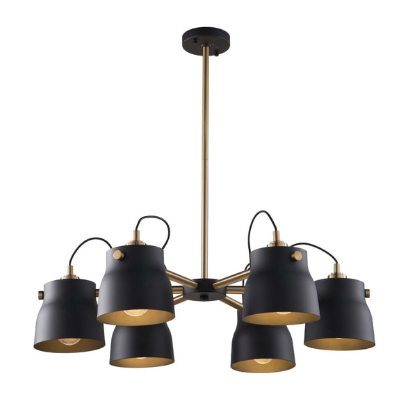 Euro Industrial AC11366VB Chandelier in Matte Black & Harvest Brass