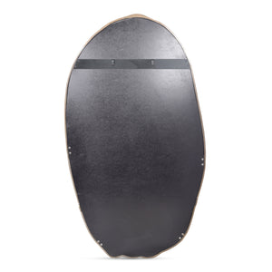Foundry Oval Gold Mirror with Wood-Like Frame