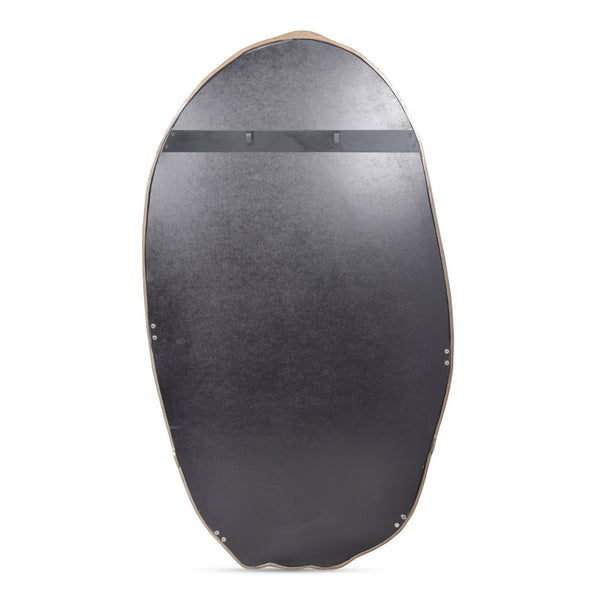 Foundry Oval Gold Mirror with Wood-Like Frame