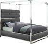 Renee Queen Bed In Grey Faux Leather