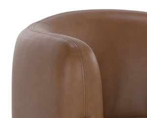 TRINE LOUNGE CHAIR - RUSTIC OAK - VINTAGE CAMEL LEATHER