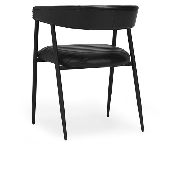 Preston Leather Dining Chair - Midnight Raven with Iron Base