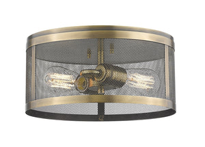Meshsmith 2 Light Flush Mount in Natural Brass Finish