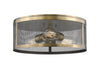 Meshsmith 3 Light Flush Mount in Natural Brass Finish