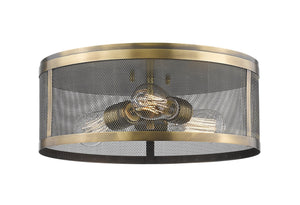 Meshsmith 3 Light Flush Mount in Natural Brass Finish