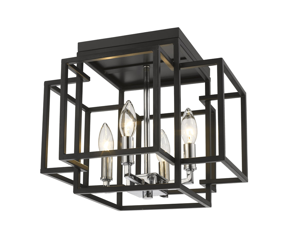 Titania 4 Light Flush Mount in Black + Chrome Finish