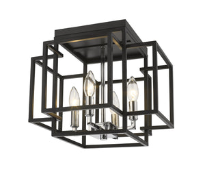 Titania 4 Light Flush Mount in Black + Chrome Finish