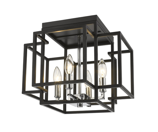 Titania 4 Light Flush Mount in Black + Chrome Finish