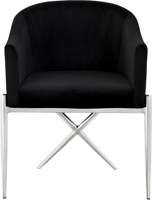 Doris Dining Chair In Black Velvet and Chrome