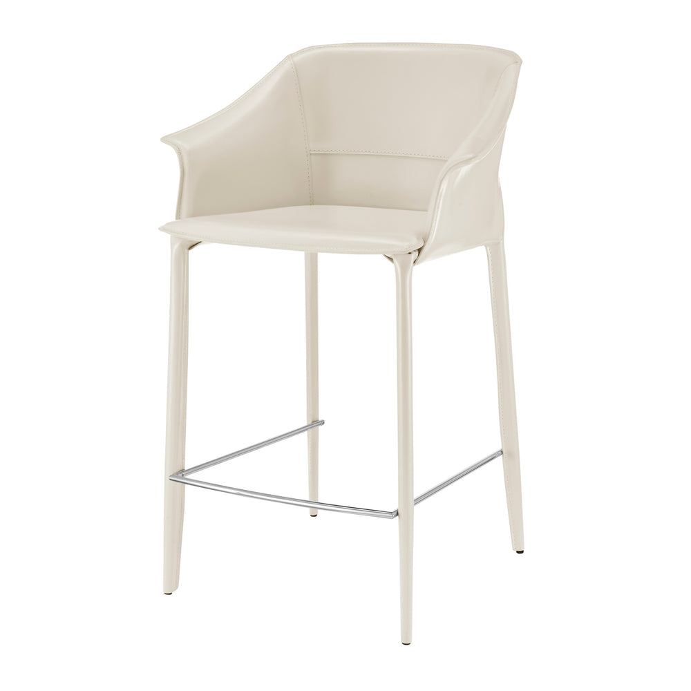 Callie Recycled Leather Counter Stool, Vanilla