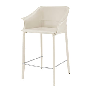 Callie Recycled Leather Counter Stool, Vanilla