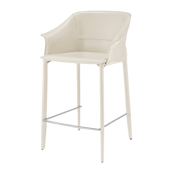 Callie Recycled Leather Counter Stool, Vanilla