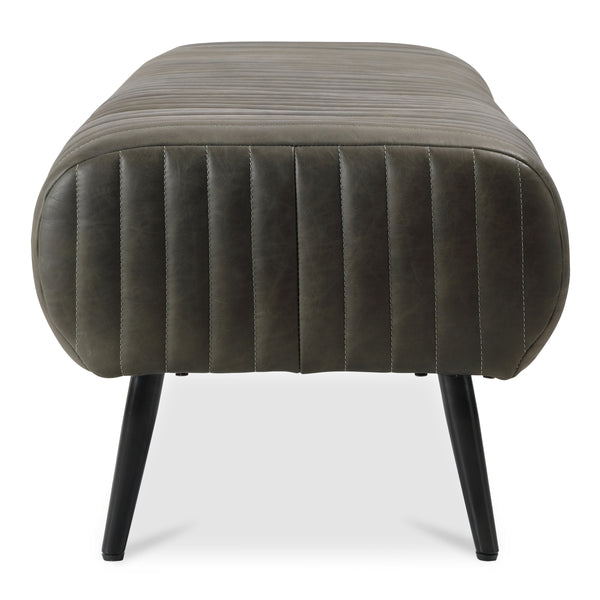 Moe's Endora Bench in Charred Olive Leather