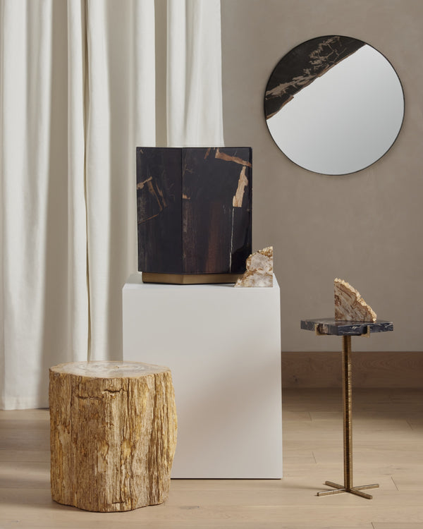 Shep End Table In Polished Petrified Wood