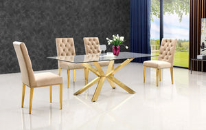 Orville Dining Chair In Beige Velvet