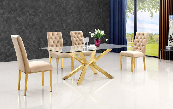 Orville Dining Chair In Beige Velvet