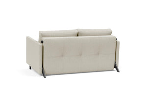 CUBED FULL SOFA BED in MIXED DANCE NATURAL FABRIC WITH Black Steel LEGS 527