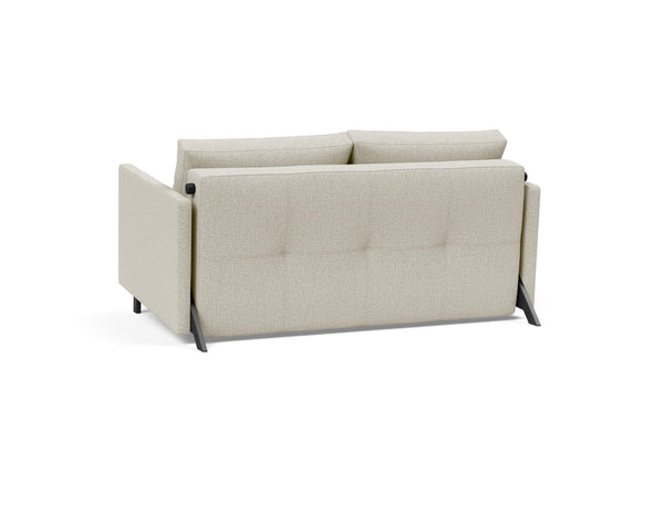 CUBED FULL SOFA BED in MIXED DANCE NATURAL FABRIC WITH Black Steel LEGS 527